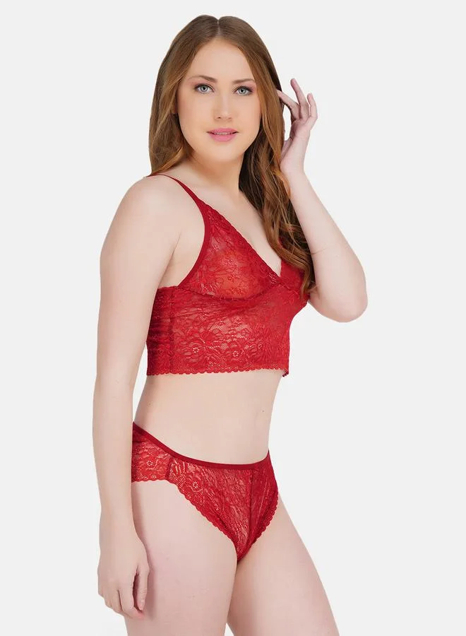 Take Two  Women Red Lace Lace Bralette and Bikini Set By Hill Islands for Women | Best Price UAE